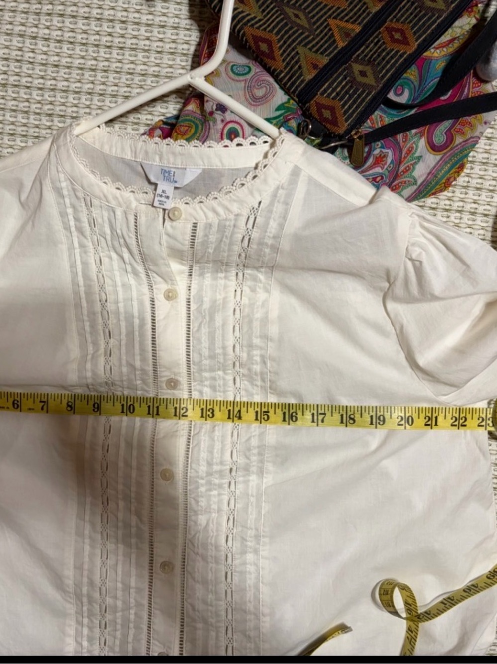 Cream Pintuck Lace-Trim Button Front Blouse
Soft, Feminine - Picture 7 of 10